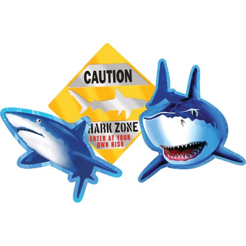 Creative Converting Shark Splash 3 Count Cutout Party Decorations