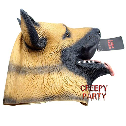 CreepyParty Máscara de Cabeza Animal de Látex de Fiesta de Halloween de Perros Pastor Aleman Máscara de Carnaval