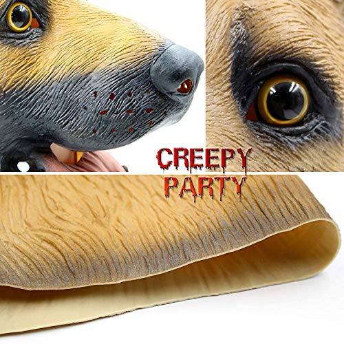 CreepyParty Máscara de Cabeza Animal de Látex de Fiesta de Halloween de Perros Pastor Aleman Máscara de Carnaval