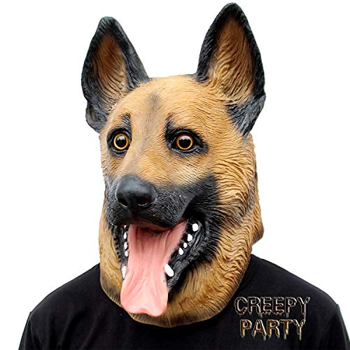 CreepyParty Máscara de Cabeza Animal de Látex de Fiesta de Halloween de Perros Pastor Aleman Máscara de Carnaval