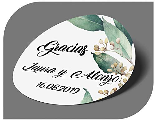 CrisPhy Pegatinas Personalizadas Boda con Nombre y Fecha, Etiquetas Adhesivas para Invitacion Boda, Bautizo, Compromiso, Comunion, Cumpleaños, Fiesta, Vintage, Sellos (Modelo 6)