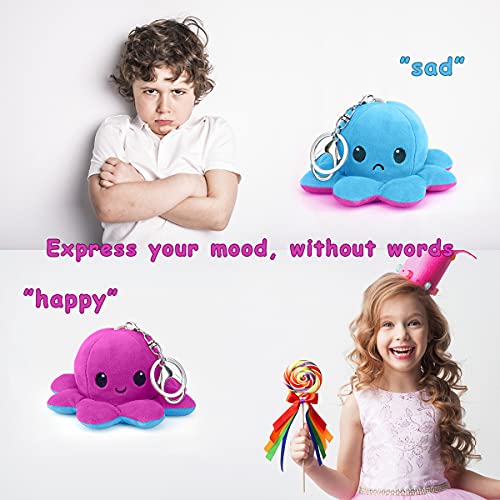 CS COSDDI Llavero de peluche con forma de pulpo de peluche reversible Happy Sad Oktopus para niños y niñas, regalo para niños y niñas