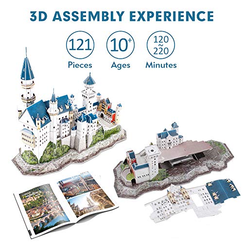 CubicFun Puzzle 3D Castillo de Neuschwanstein Schwangau Alemania, Edificio Kits de Modelo con Folleto de National Geographic, 121 Piezas