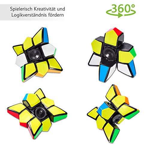 CUBIDI Estrella, acertijo, Cubo de magico y Ruleta en uno para Niños - Fidget Spinner 3x3x1