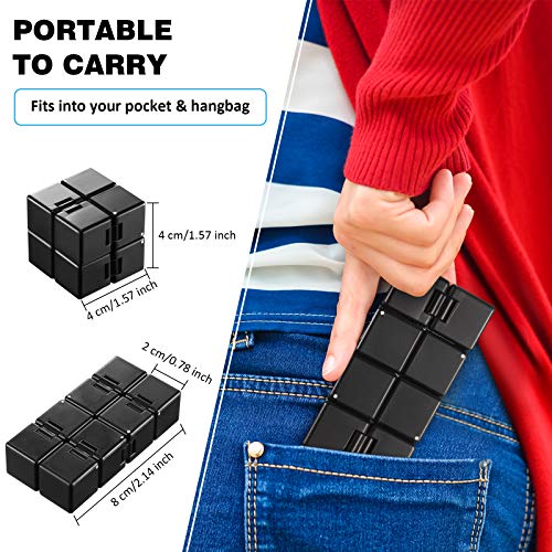 Cubo Infinito Juguete Inquieto EDC Mini Juguete de Dedo de Persona Agitada, Juguetes de Twister de Muñeca de Mano de Cubo de Rompecabezas 3D para Alivio de Estrés Matar Tiempo (Negro)