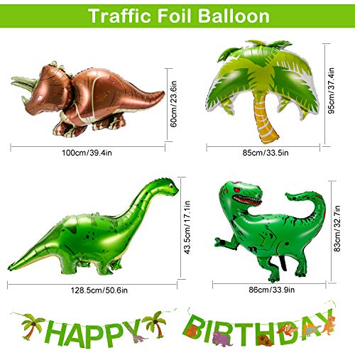 Cumpleaños Decoracion, 110 Piezas Fiesta de Dinosaurio Globo de Happy Birthday Banner Jurásico Mundial Tema Party para Niñas Niños