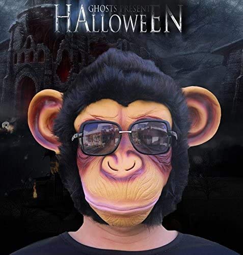 Cusfull Disfraces de Chimpancé Mágico Máscaras de Animal Mono de Látex de Caucho para Adultos Disfraz de Orangután Negro Fiesta Halloween Antifaz de Cabeza Espeluznante Novedad