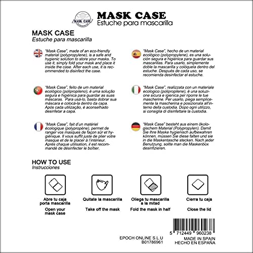 Cussi - 3x MaskCase, estuches cuadrados para guardar mascarillas (ROJO, NEGRO, BLANCO)