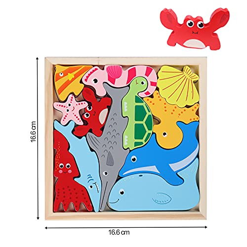 Cuteefun 3 Pack Puzzle de Madera para Niños 3 4 5 Años Montessori Vehículos Animales Marinos Puzzle Dinosaurios para Regalo de Niños y Niñas