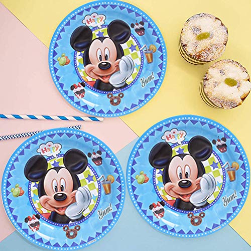 CYSJ 26PCS Set de Fiesta de cumpleaños de Mickey Disney Mickey Mouse Party Decoration Set para 6 Invitados Platos Tazas Servilletas Pack de Fiesta Mickey Mantel Sirve