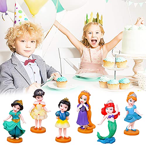 CYSJ Princesa Cake Topper 12Pcs Princesa Sirena Decoración de Tartas Figuras Decoración para Tarta de cumpleaños de Figuras de Dibujos Animados del Fiesta Suministros