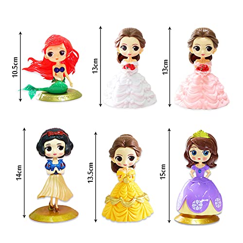 CYSJ Princesa Cake Topper 6Pcs Dibujos Animados Decoración de Tartas Figuras Decoración para Tarta de cumpleaños de Figuras de Dibujos Animados del Fiesta Suministros