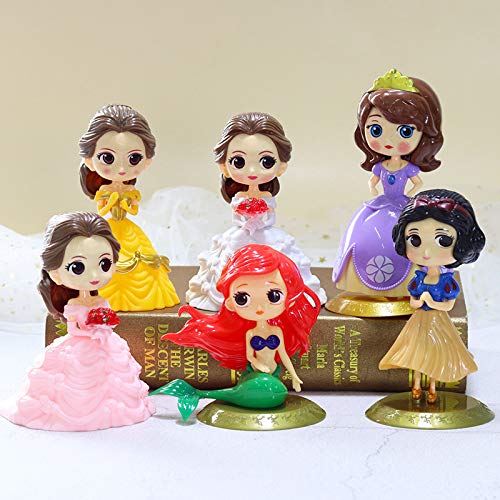 CYSJ Princesa Cake Topper 6Pcs Dibujos Animados Decoración de Tartas Figuras Decoración para Tarta de cumpleaños de Figuras de Dibujos Animados del Fiesta Suministros