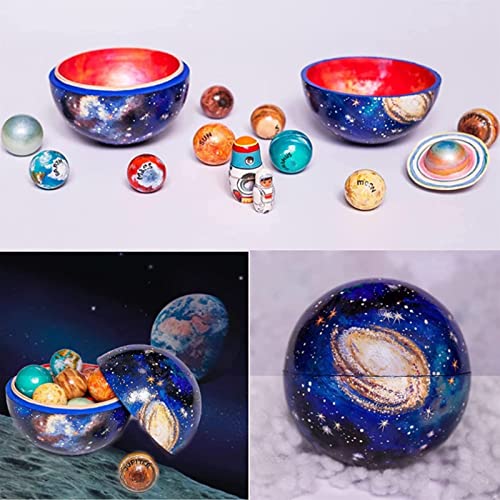 DAGONGJI Wooden Solar System Cosmos Learning Game Toy,Wooden Solar System Nesting Toy Set,Cosmos Learning Game Toy,Gift for Kids Teens Girls Boys (Size : 12cm)