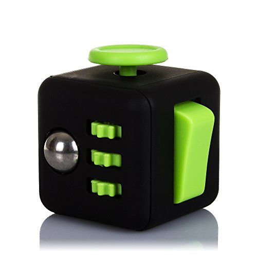 DAM-DMV094negroGREEN Fidget Cube Anti Estrés con 6 Módulos Relajantes, Color Negro/Verde (DMV094BLACKGREEN)