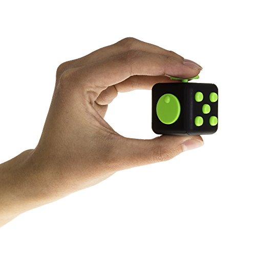 DAM-DMV094negroGREEN Fidget Cube Anti Estrés con 6 Módulos Relajantes, Color Negro/Verde (DMV094BLACKGREEN)