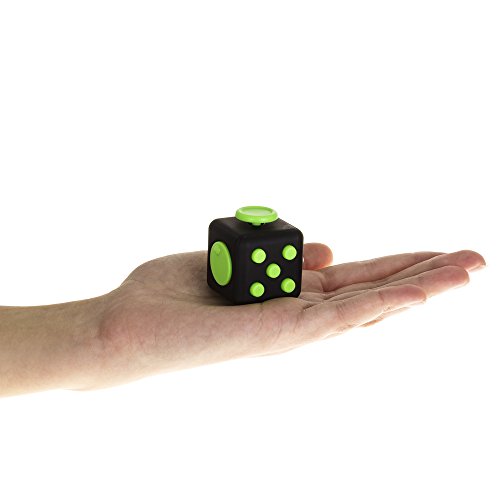 DAM-DMV094negroGREEN Fidget Cube Anti Estrés con 6 Módulos Relajantes, Color Negro/Verde (DMV094BLACKGREEN)