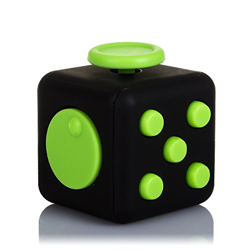 DAM-DMV094negroGREEN Fidget Cube Anti Estrés con 6 Módulos Relajantes, Color Negro/Verde (DMV094BLACKGREEN)