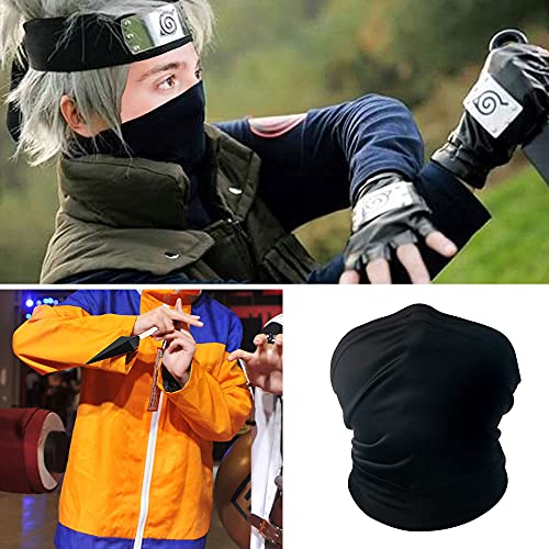 Daohexi Kakashi - Juego de cosplay ninja Konoha Naruto, cinta para la frente y máscara de cacashi, guantes, shuriken de Kunai Ninja de plástico, accesorio para cosplay de Naruto