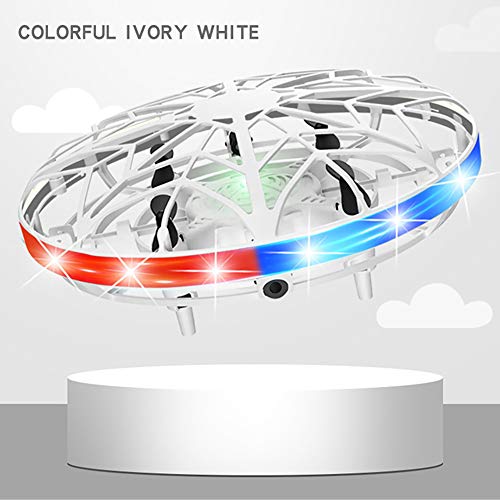 DASNTERED UFO Mini Drone, Drone para niños Flying Ball Drone UFO Toy con LED, Drone para niños Flying Ball Toys Bola controlada a Mano, Light Up Toys Juegos Regalos para niños y niñas(Opalescente)