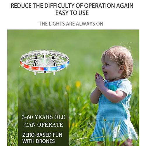 DASNTERED UFO Mini Drone, Drone para niños Flying Ball Drone UFO Toy con LED, Drone para niños Flying Ball Toys Bola controlada a Mano, Light Up Toys Juegos Regalos para niños y niñas(Opalescente)