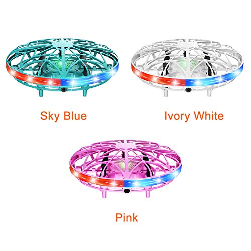 DASNTERED UFO Mini Drone, Drone para niños Flying Ball Drone UFO Toy con LED, Drone para niños Flying Ball Toys Bola controlada a Mano, Light Up Toys Juegos Regalos para niños y niñas(Opalescente)