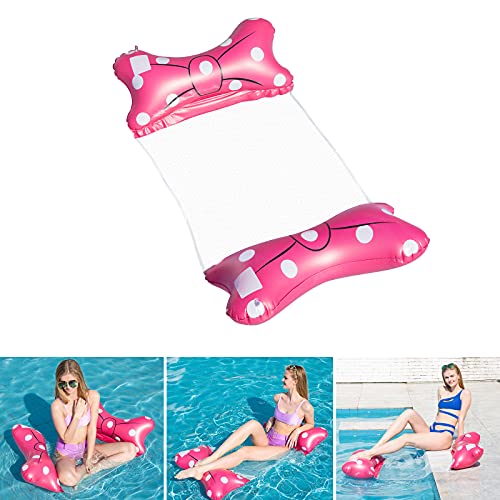 DazSpirit Hamaca de Agua Flotante Inflable Cama Flotante Multiusos Hamaca de natación 4 en 1 (Silla de Montar, sillón, vagabundo, Hamaca), Boquilla antifugas, tapete de Playa y Piscina (Rosa)