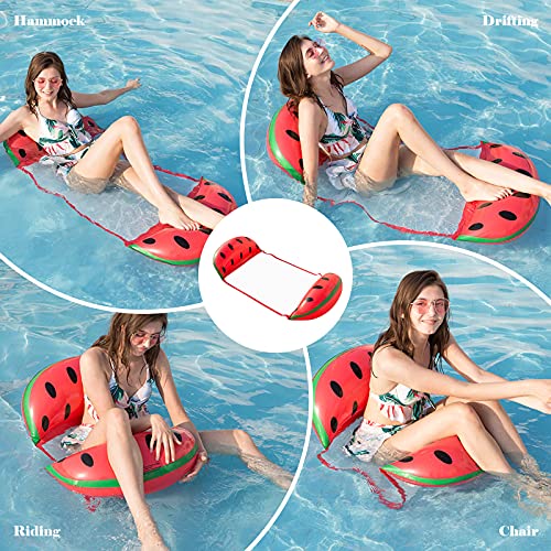 DazSpirit Hamaca de Agua Flotante Inflable Cama Flotante Multiusos Hamaca de natación 4 en 1 (Silla de Montar, sillón, vagabundo, Hamaca), Boquilla antifugas, tapete de Playa y Piscina (Rjo)