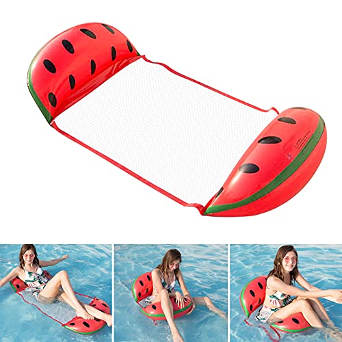 DazSpirit Hamaca de Agua Flotante Inflable Cama Flotante Multiusos Hamaca de natación 4 en 1 (Silla de Montar, sillón, vagabundo, Hamaca), Boquilla antifugas, tapete de Playa y Piscina (Rjo)