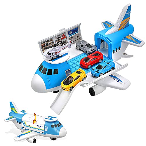 deAO Avión de Carga de Transporte DIY Juguete para Montar y Desmontar con Rampa y Accesorios Incluidos - Kit de Montaje y Construcción Infantil