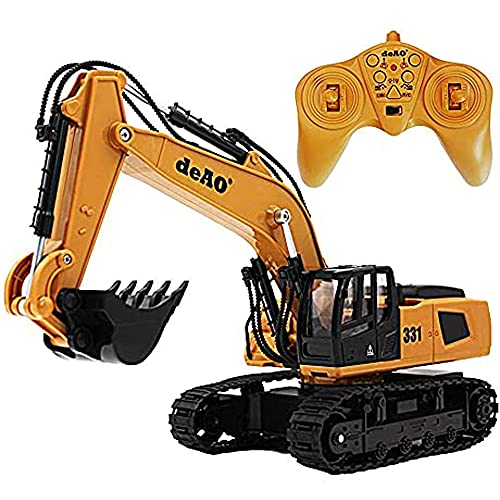 deAO Camión de Construcción Excavador Teledirigido con Luces LED y Sonidos Incluye Batería Recargable y Cargador USB