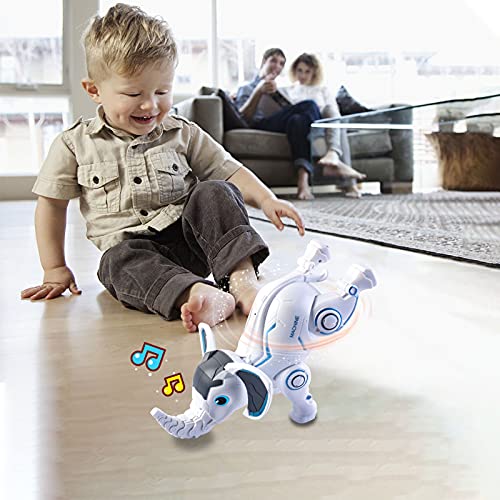 deAO Elefante Robot Inteligente Juguete Programable a Control Remoto con Comando de Voz, Función de Movimiento y Bailes, Luz y Sonidos Juguete Interactivo Infantil