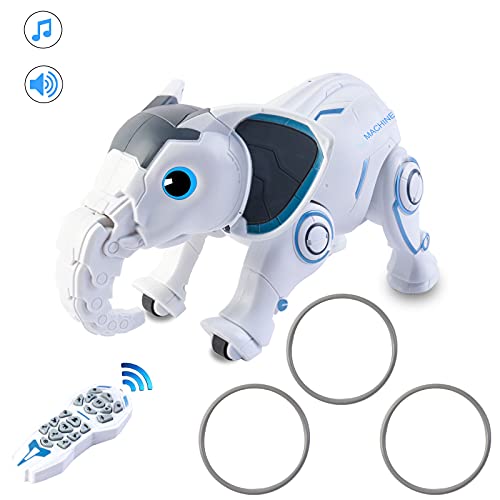 deAO Elefante Robot Inteligente Juguete Programable a Control Remoto con Comando de Voz, Función de Movimiento y Bailes, Luz y Sonidos Juguete Interactivo Infantil