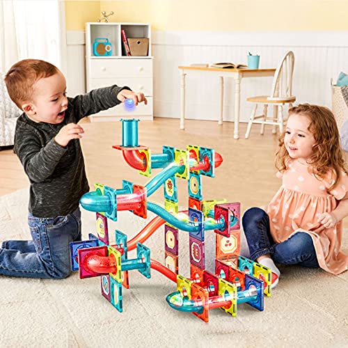 deAO Tubos y Bloques Magnéticos de Construcción Conjunto Multicolor de 125 Piezas Actividad Infantil y Edades Tempranas Bloques de Juguete Imantados Puzle 3D