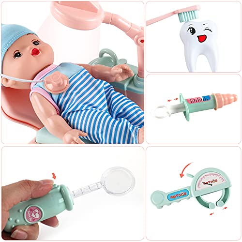 deAO Visitas al Dentista Juego Infantil Médico con Silla Dental, Muñeco Paciente y Variedad de Accesorios de Doctor y para el Cuidado Dental