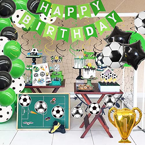 Decoración de fiesta de cumpleaños de fútbol, 79 piezas de decoración de fútbol para niños, niños, fanáticos del fútbol, día de juego, fiesta de cumpleaños, copa mundial de fútbol