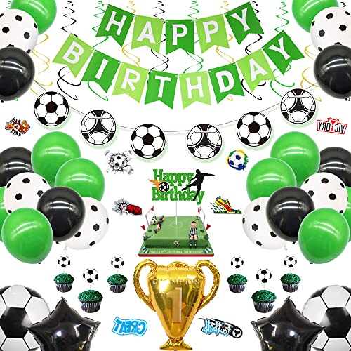 Decoración de fiesta de cumpleaños de fútbol, 79 piezas de decoración de fútbol para niños, niños, fanáticos del fútbol, día de juego, fiesta de cumpleaños, copa mundial de fútbol