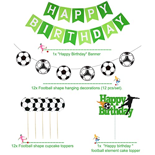 Decoración de fiesta de cumpleaños de fútbol, 79 piezas de decoración de fútbol para niños, niños, fanáticos del fútbol, día de juego, fiesta de cumpleaños, copa mundial de fútbol