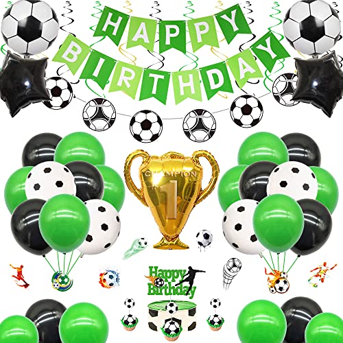 Decoración de fiesta de cumpleaños de fútbol, 79 piezas de decoración de fútbol para niños, niños, fanáticos del fútbol, día de juego, fiesta de cumpleaños, copa mundial de fútbol