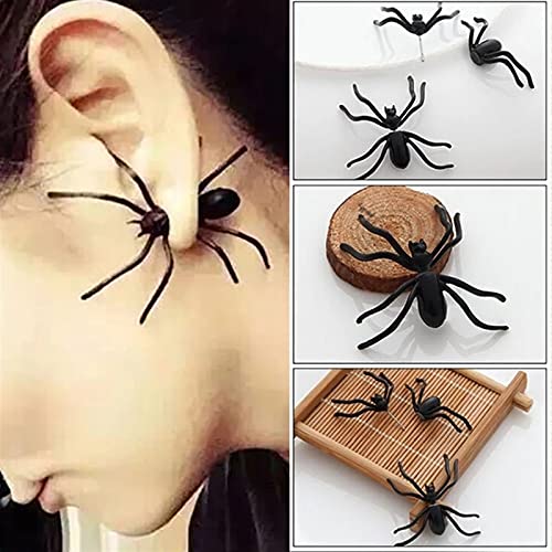 Decoración de Halloween, Disfraces para Mujer 3D Espeluznante Negro araña de araña Perno para Pendientes de Haloween Bricolaje Decoración (Color : Black)