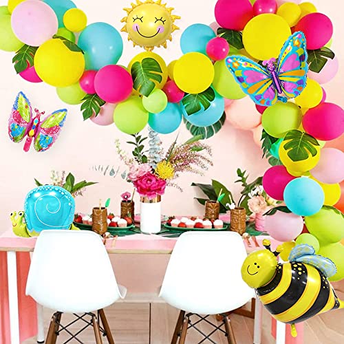 Decoración Fiesta Cumpleaños Niña Decoración de Fiesta de Cumpleaños Niño Cumpleaños Globo Decoración Selva Insecto Selva Insecto Abeja Rana Mariposa Caracoles Animal Globos Hojas Palma