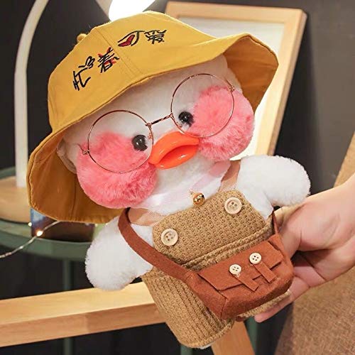 Dehcye 30CM Pink Fashion Kawaii Cafe Mimi Yellow Duck Plush Toy Cute Stuffed Doll Soft Animal Dolls Kids Toys Birthday Gift for Girl 22