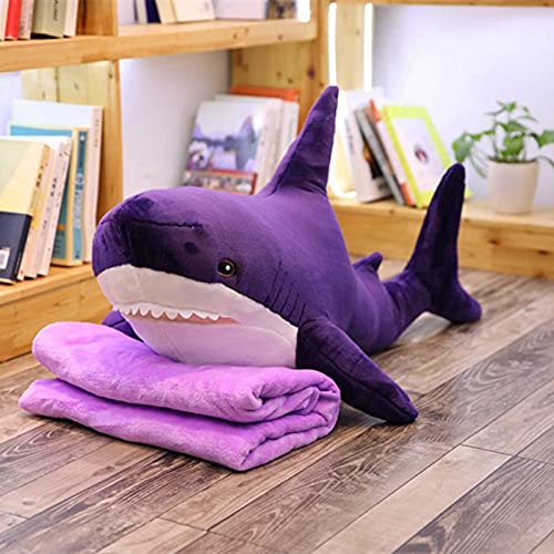 Dehcye 60-140cm Big Giant Polupar Shark Skin Soft Plush Shark Abrigo semiacabado Pez Almohada Juguetes Muñeca Regalo de Moda para niños Bebé 140cm Azul