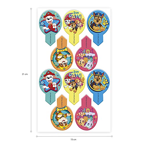 Dekora Dekorapin Decoración Comestible para Tartas Cupcakes o Pasteles de Cumpleaños Infantiles, 20 Obleas Comestibles de Paw Patrol la Patrulla Canina Tamaño 6,5x4cm, 135021