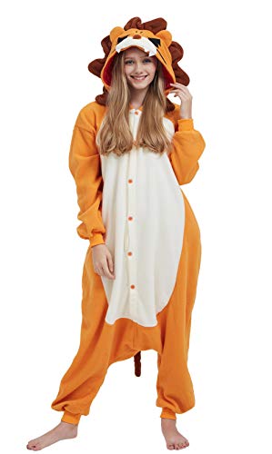 DELEY Disfraz Animal Adulto Enterizo de Pijamas León Disfraz Homewear Halloween Carnaval Ropa de Dormir con Capucha