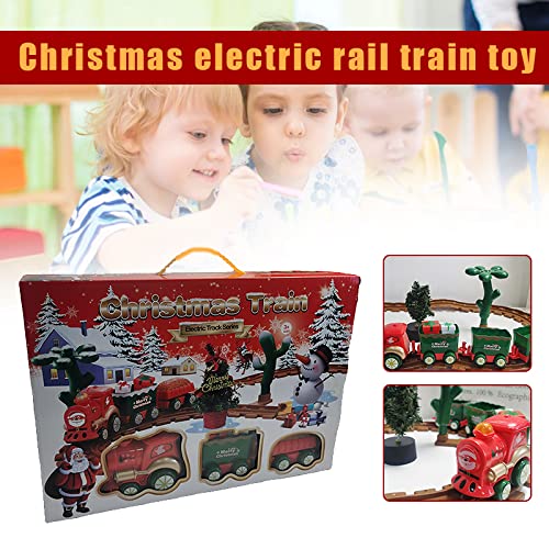 Delisouls Juguetes de tren eléctrico de Navidad, juguetes creativos de la pista de Papá Noel brillantes musicales educativos tempranos juguetes para padres e hijos gran regalo para niños