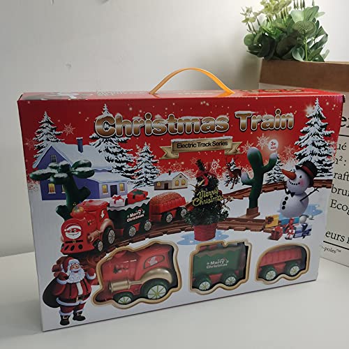 Delisouls Juguetes de tren eléctrico de Navidad, juguetes creativos de la pista de Papá Noel brillantes musicales educativos tempranos juguetes para padres e hijos gran regalo para niños