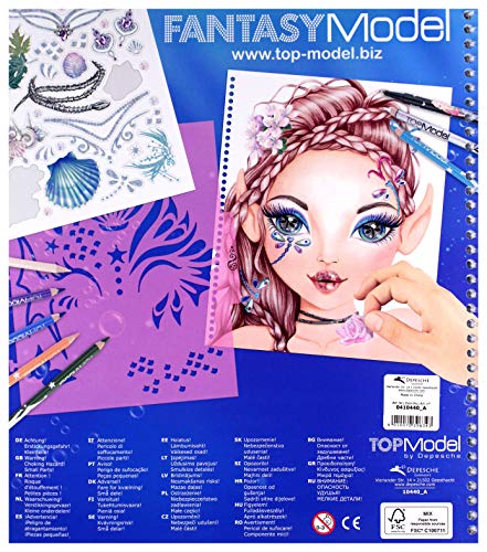 Depesche 10440 – Libro de Colorear TopModel Create Your Fantasy Face, Aprox. 24 x 21,8 x 1,8 cm, Multicolor