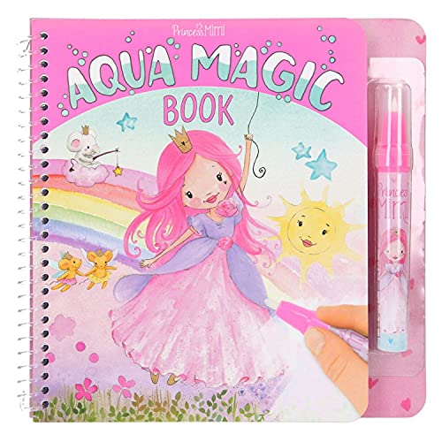 Depesche 11596 Princess Mimi Aqua Magic Book - Libro para colorear (incluye lápiz de agua, libro para colorear con agua, divertido para niñas), Rosa, única