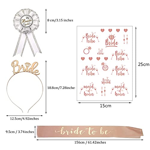 Despedida de Soltera Decoración Accesorios, Novia para Ser Corona,Novia a ser Faja y Velo con Novia para ser Tiara, Insignia, Tatuajes Despedida de Soltera Accesorios,